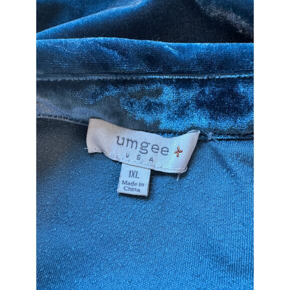 Umgee Whimsigoth Plus Size 1XL Crushed Velvet Button Down Shirt Tunic Jewel Tone - Picture 11 of 12